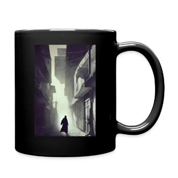 Gestalt in einer Gasse - Tasse einfarbig - Schwarz - Rechts