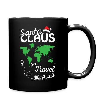Santa Claus Go Travel Merry Christmas - Full Colour Mug - black - Right