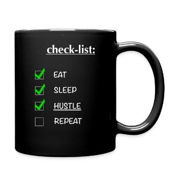 Checklist: hustle design - Full Colour Mug - black - Right