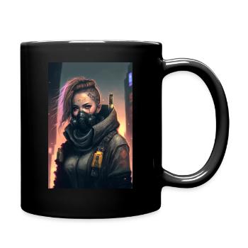 Cyperpunk Girl001 - Tasse einfarbig - Schwarz - Rechts