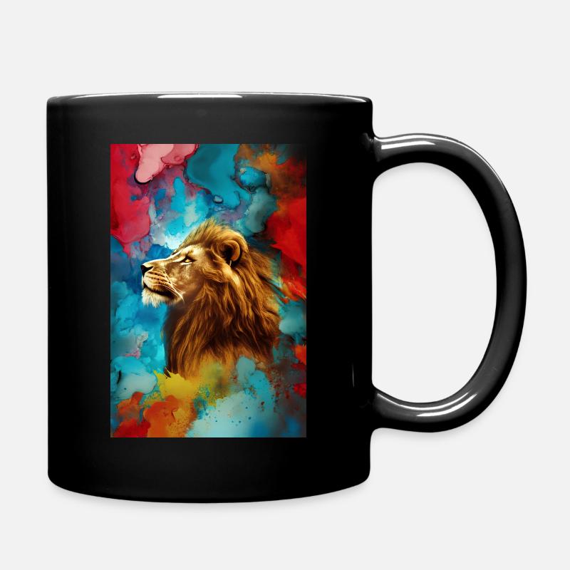 T-shirt design eines Löwen mit Wasserfarben - Tasse einfarbig - Schwarz