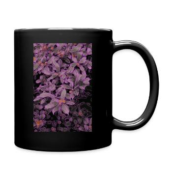 Blumen - Tasse einfarbig - Schwarz - Rechts