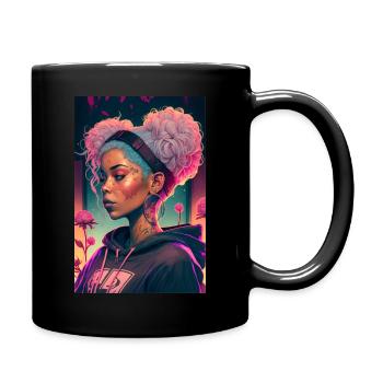 Synthwave Lotus Tattooed Lofi Hiphop Girl - Mug uni - noir - Droite