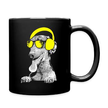 Dachshund Hundeliebe Kopfhörer Hundefans Dachshund - Tasse einfarbig - Schwarz - Rechts