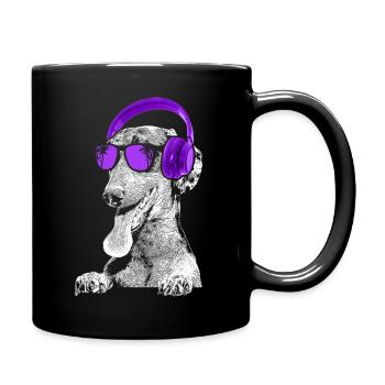 Dachshund Hundeliebe Kopfhörer Hundefans Dachshund - Tasse einfarbig - Schwarz - Rechts