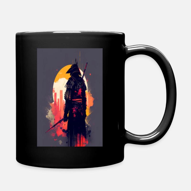 Samurai im Abstrakten - Tasse einfarbig - Schwarz