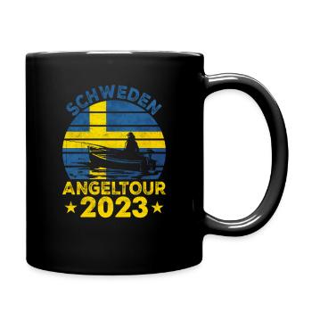 Schweden Angeltour 2023 Angeltrip Angelurlaub - Tasse einfarbig - Schwarz - Rechts