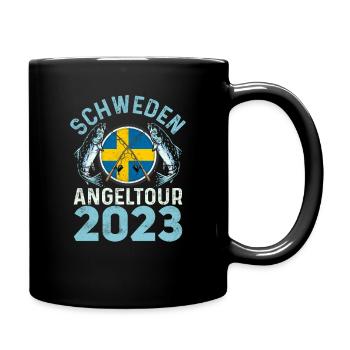 Angeln Schweden 2023 Angelurlaub Schweden - Tasse einfarbig - Schwarz - Rechts