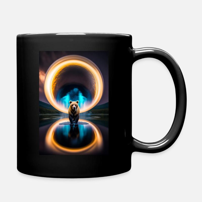 Spirit Bear walks through a portal - Full Colour Mug - black