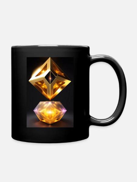 Licht Gold Würfel - Tasse einfarbig - Schwarz