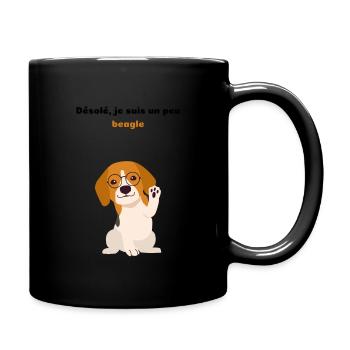 beagle à lunette - Mug uni - noir - Droite