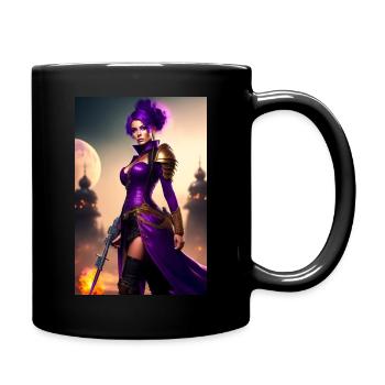 STEAMPUNK GIRL IN LILA - Tasse einfarbig - Schwarz - Rechts
