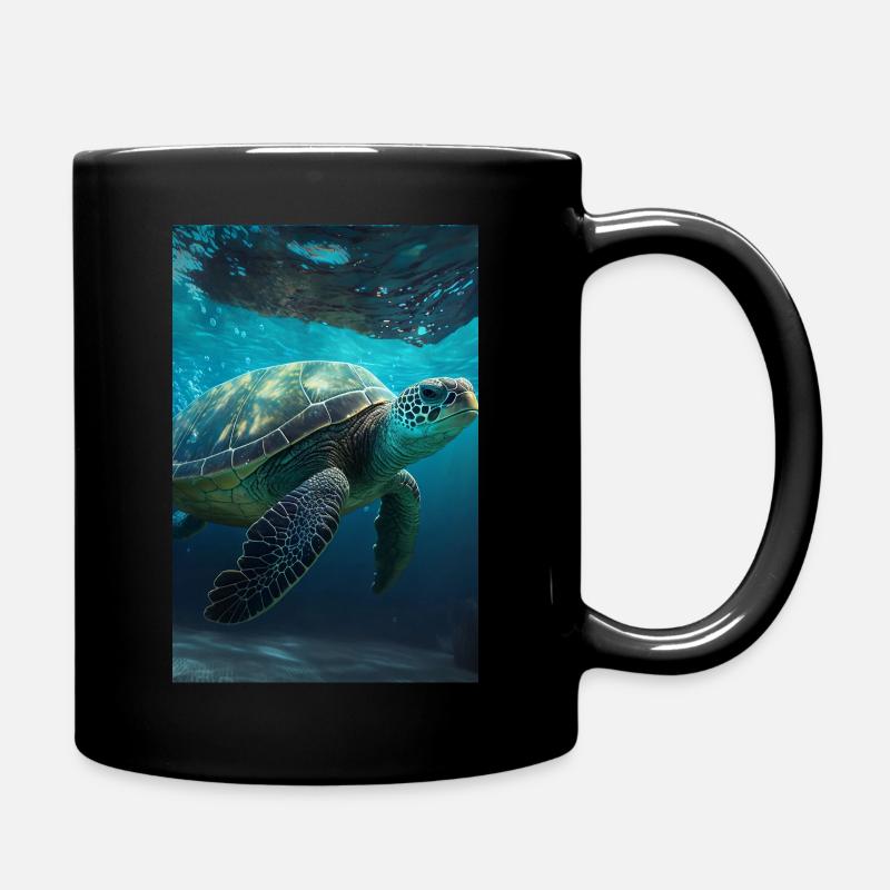 A Turtle Underwater Phone Poster Edition - Full Colour Mug - black