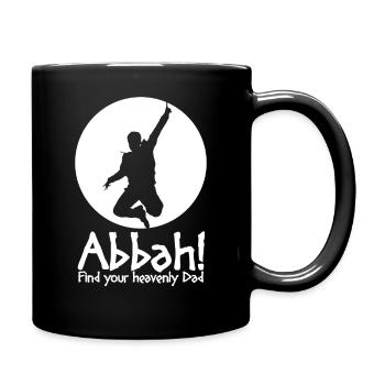 Abbah Kreislogo Jumpingman weiß - Tasse einfarbig - Schwarz - Rechts