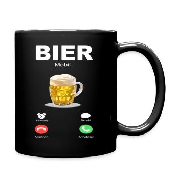 Bier ruft an - Tasse einfarbig - Schwarz - Rechts