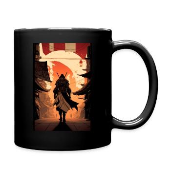 Samurai in apokalyptischen Sonnenuntergang - Tasse einfarbig - Schwarz - Rechts
