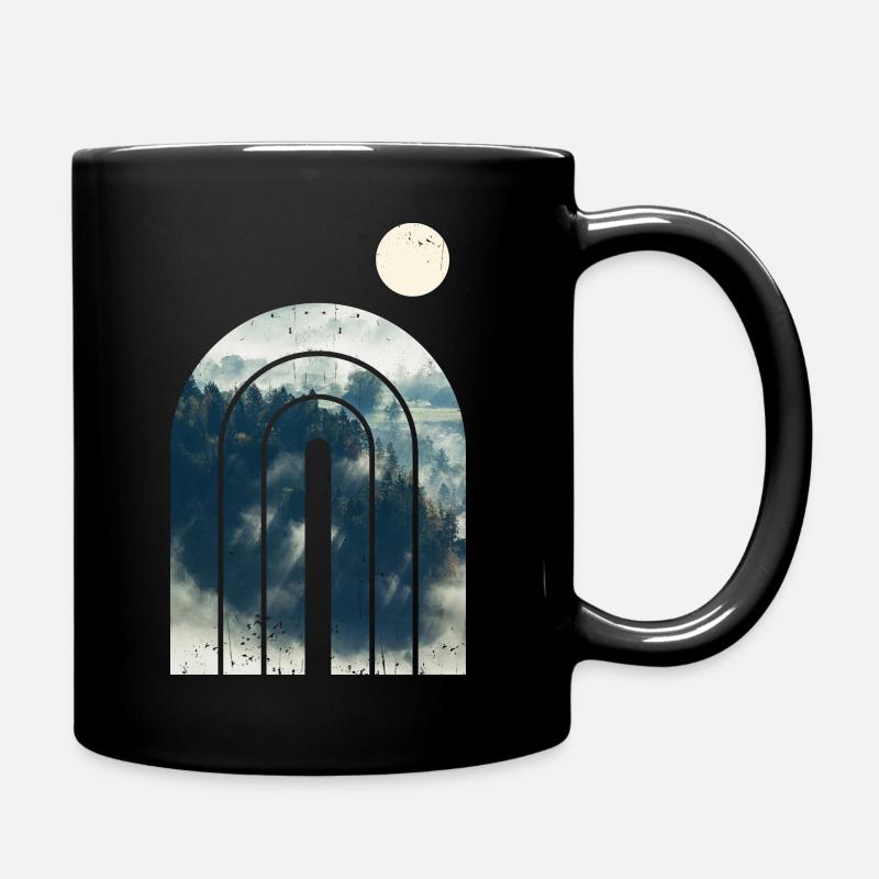 Geometrisches Design - Wald im Nebel - Tasse einfarbig - Schwarz