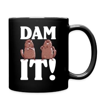 Dam It | Dabbing Beaver Drawing - Full Colour Mug - black - Right