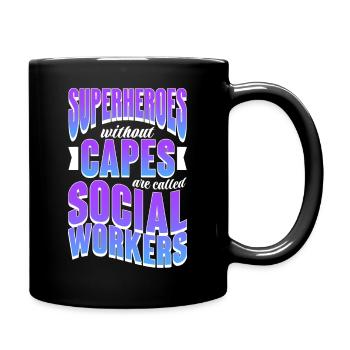 Superheroes do better Capes are called Social - Full Colour Mug - black - Right