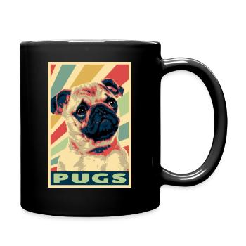 Pugs colores vintage - Mug uni - noir - Droite
