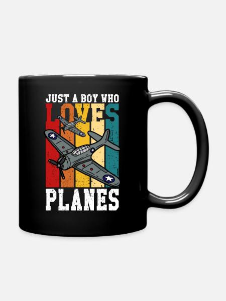 Nur ein Junge, der Flugzeuge liebt - Leidenschaft - Tasse einfarbig - Schwarz