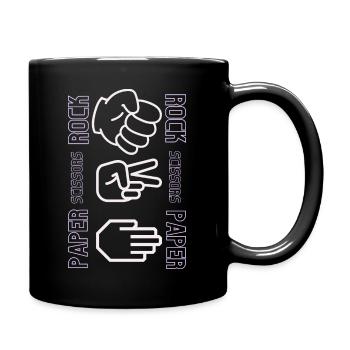 Entscheidungsspiel Stein, Schere und Papier - Tasse einfarbig - Schwarz - Rechts