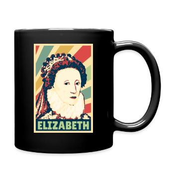 Elizabeth Queen Of England Vintage Colors - Full Colour Mug - black - Right