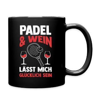 Wein Tennis Padelspieler Padel - Tasse einfarbig - Schwarz - Rechts