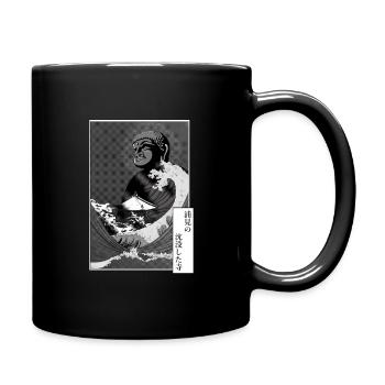 Buddha and tsunami on a temple - Full Colour Mug - black - Right