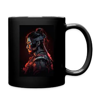 Neon Cyber Samurai Warrior #8 - Tasse einfarbig - Schwarz - Rechts
