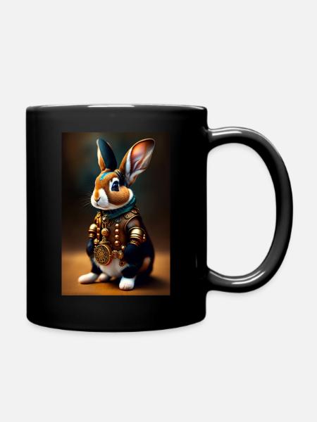 Rabbit 3D - Full Colour Mug - black