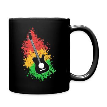 Bunte Reggae -Gitarre Instrumentalist - Tasse einfarbig - Schwarz - Rechts