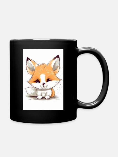 Adorable Baby Fox Design - Full Colour Mug - black