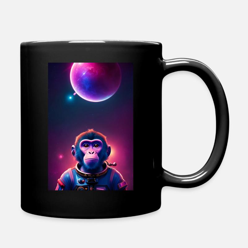 Space Monkey Grafik - Cooler Synthwave-Astronaut - Tasse einfarbig - Schwarz