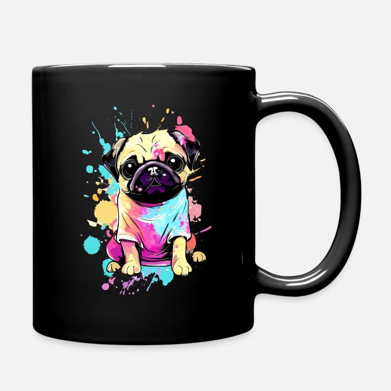 Bunte kreative Mopsillustration - Tasse einfarbig - Schwarz