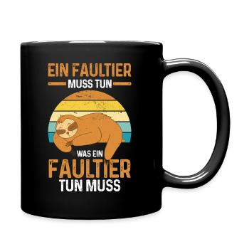 Faultier - Tasse einfarbig - Schwarz - Rechts