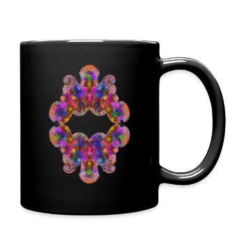 Blumige psychedelische kaleidoskopische Blüte - Tasse einfarbig - Schwarz - Rechts
