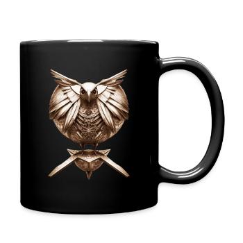 Steampunk Uhrwerk Bronze Vogel - Tasse einfarbig - Schwarz - Rechts