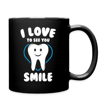 I Love To See You Smile Cute Tooth - Full Colour Mug - black - Right