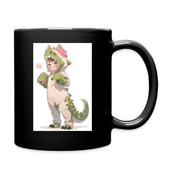 Dino-Cosplay Delight: Adorable Anime Girl - Mug uni - noir - Droite