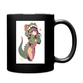 Dino Feline Temptation: Sinnliche Zeichnung einer niedlichen - Tasse einfarbig - Schwarz - Rechts