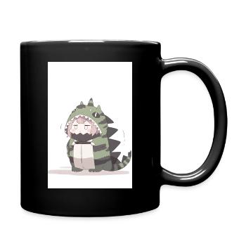 Dino Cutie: Charmante Zeichnung eines süßen Anime-Mädchens - Tasse einfarbig - Schwarz - Rechts