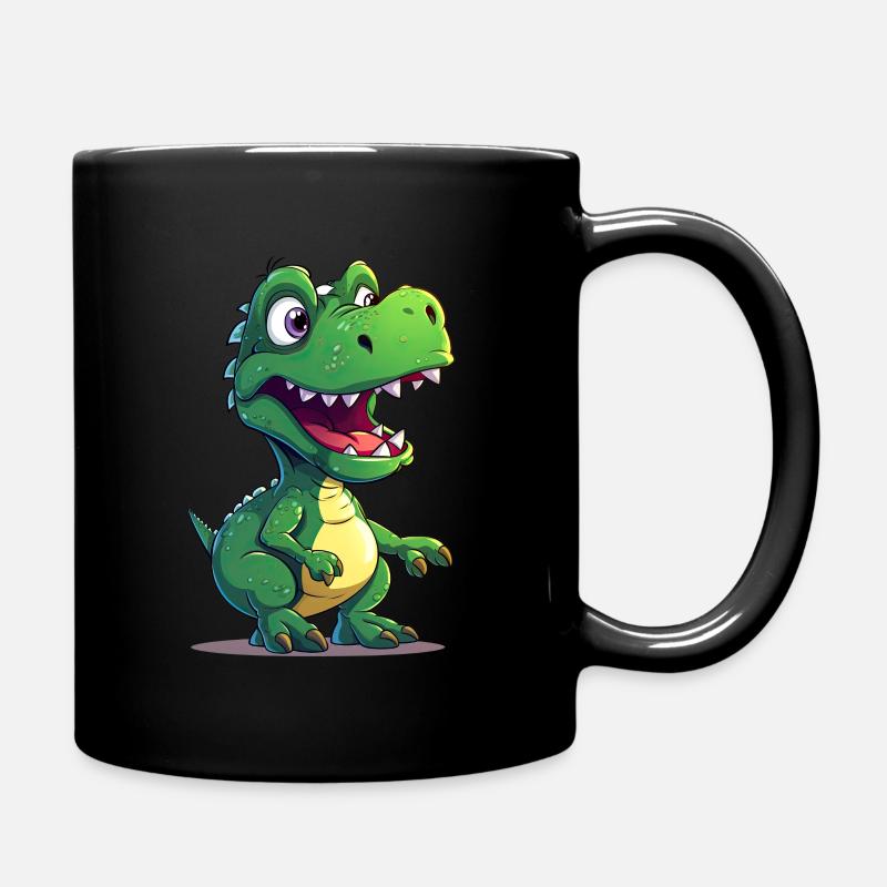Lustiger Cartoon eines Tyranosaurus. KI generiert - Tasse einfarbig - Schwarz