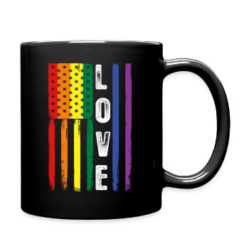 Gay Pride Geschenke LGBT Regenbogenflagge Schwule Liebe - Tasse einfarbig - Schwarz - Rechts