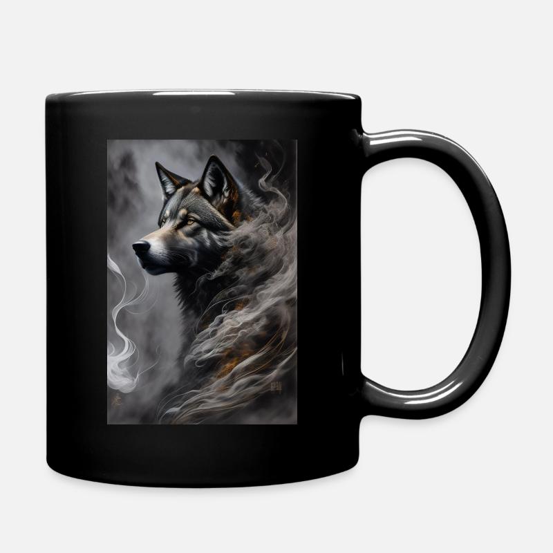 portrait of a void wolf in black suit surrounded - Tasse einfarbig - Schwarz