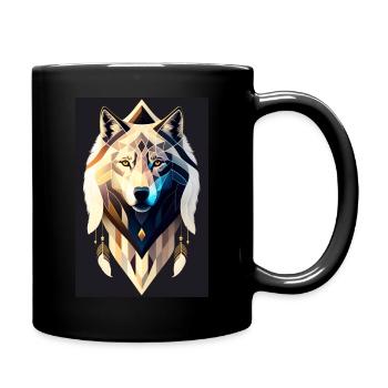 a geometric minimalist wolf forming a strings - Tasse einfarbig - Schwarz - Rechts