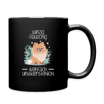 Zwergspitz: Winzig Flauschig und Unwiderstehlich - Tasse einfarbig - Schwarz - Rechts