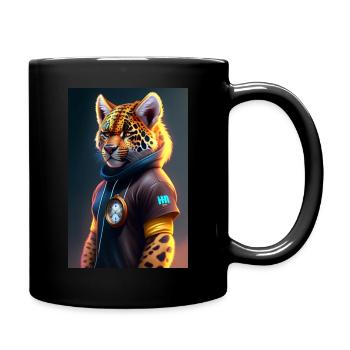 Anthro furry humanoid jaguar - Tasse einfarbig - Schwarz - Rechts