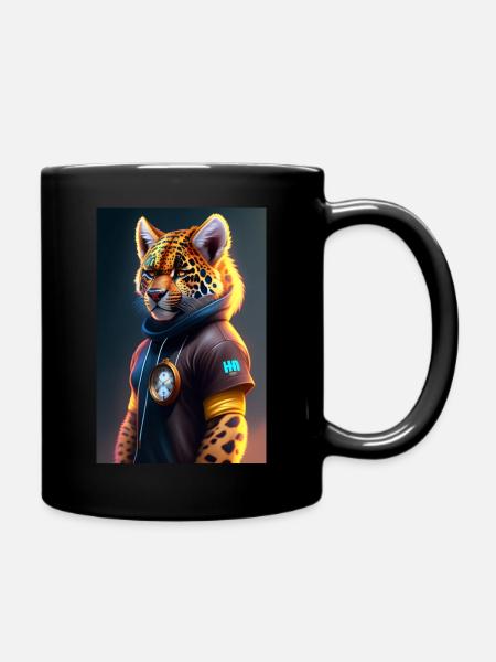 Anthro furry humanoid jaguar - Tasse einfarbig - Schwarz