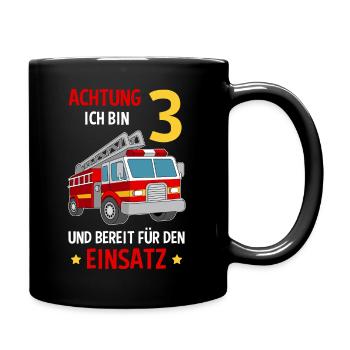 Feuerwehrmann Feuerwehr 3. Geburtstag - Tasse einfarbig - Schwarz - Rechts